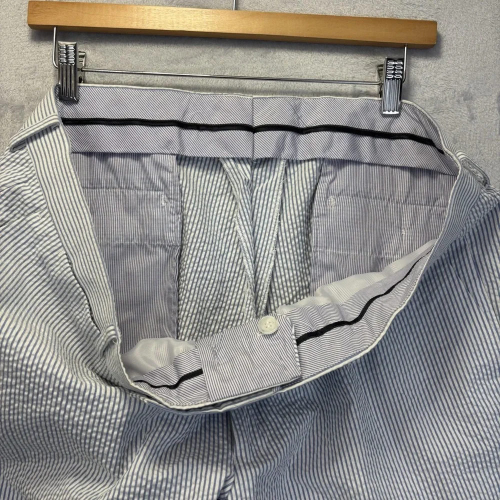 Enzo Tovare Seersucker Dress Pants Mens 39x33 Blue White Stripe Wedding Nautical